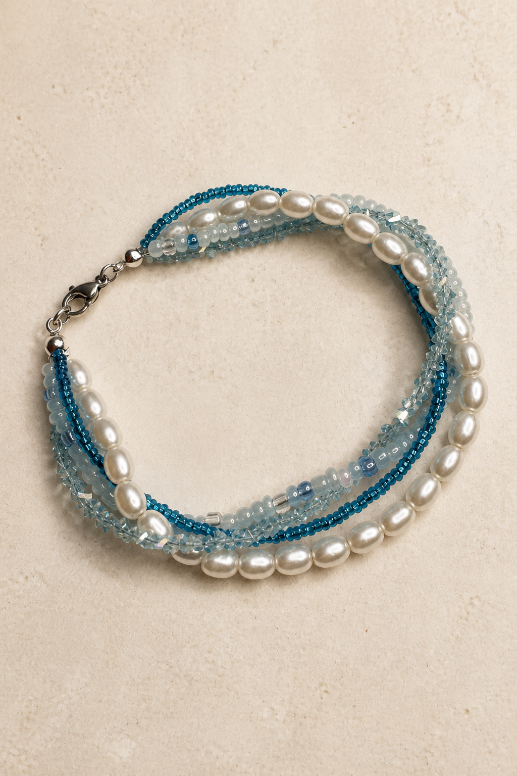 Blue White Layered Bracelet