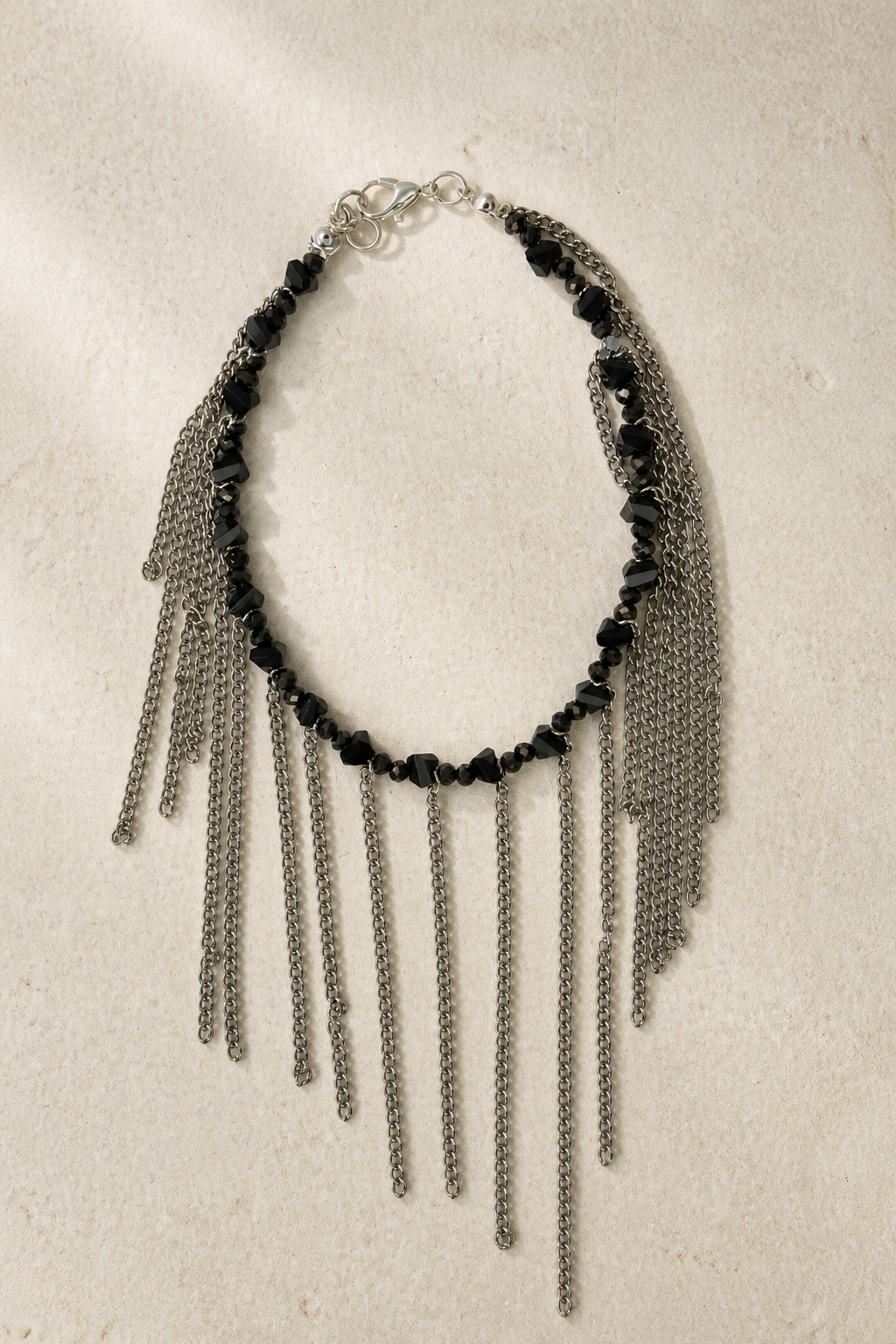 Μαύρο Κρυστάλλινο Anklet με Κρόσσια