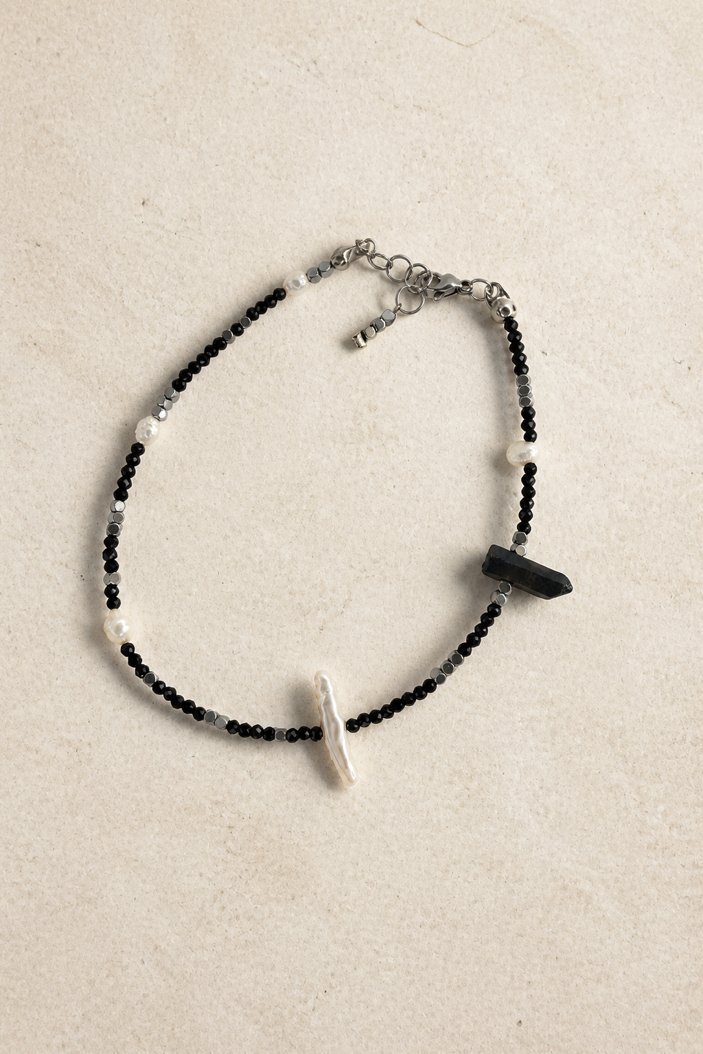 Asymmetrical Pearl Stone Anklet